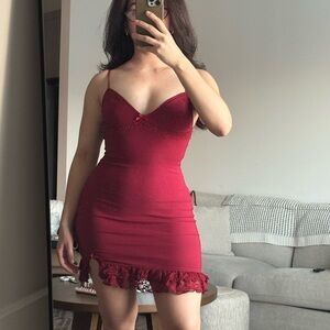 Fashion Nova Burgundy Micro Mini Dress